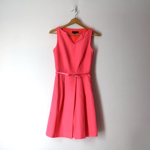Ted Baker London Dresses & Skirts - Ted Baker London Halina High Neck Bright Neon Pink Dress with Belt TB 0 / US 2